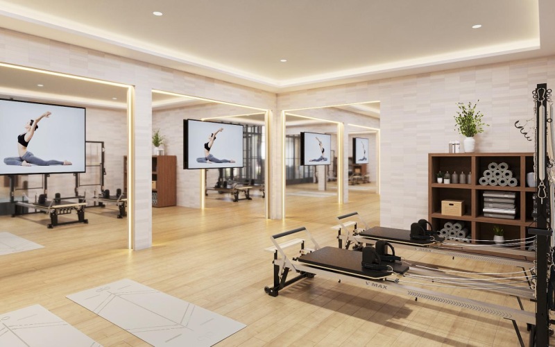 a gym with exercise equipment