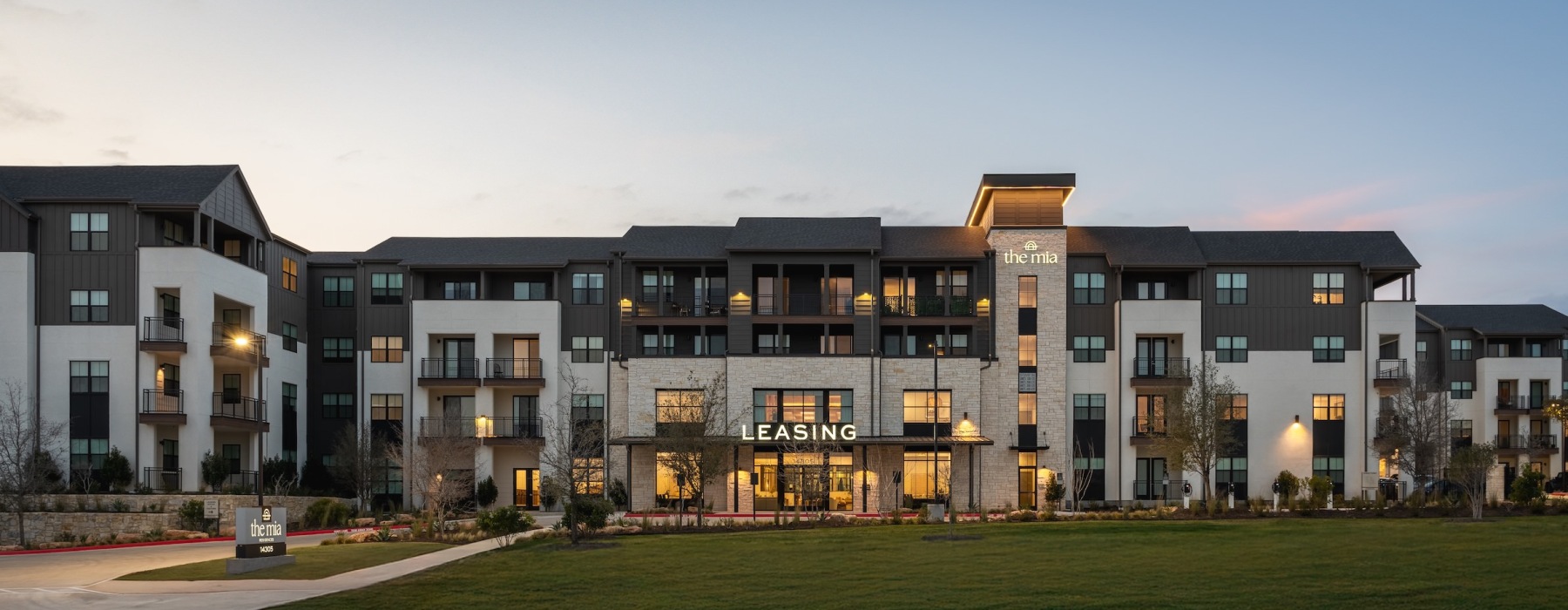 North Austin apartment complex at night