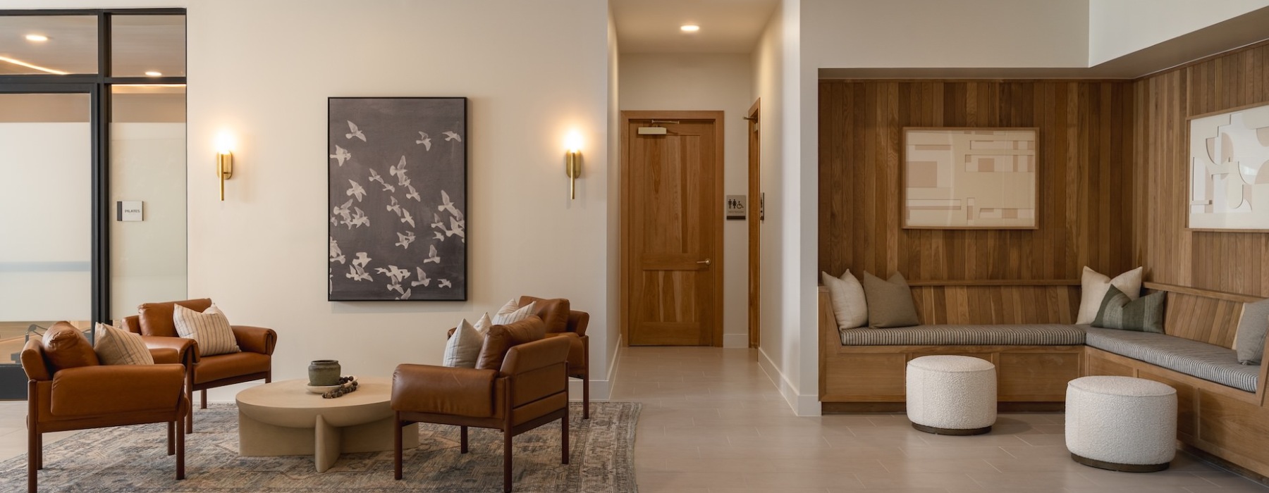 Apartment complex lounge with modern design