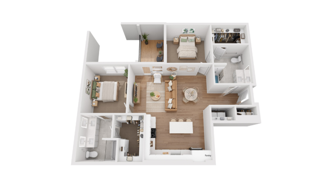 Chamomile - 2 bedroom floorplan layout with 2 baths and 1230 square feet. (Floor 2)