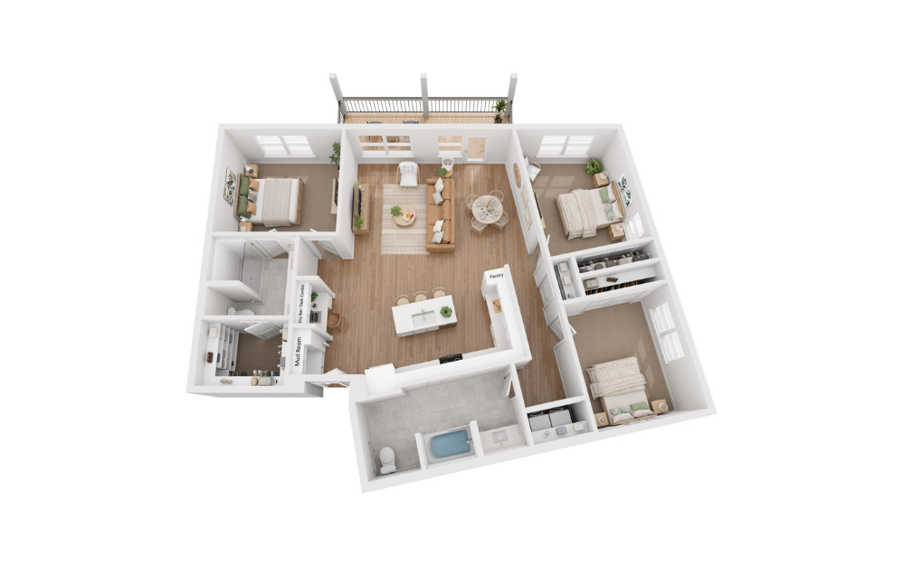 Rose - 3 bedroom floorplan layout with 2 baths and 1526 square feet. (Floor 2)