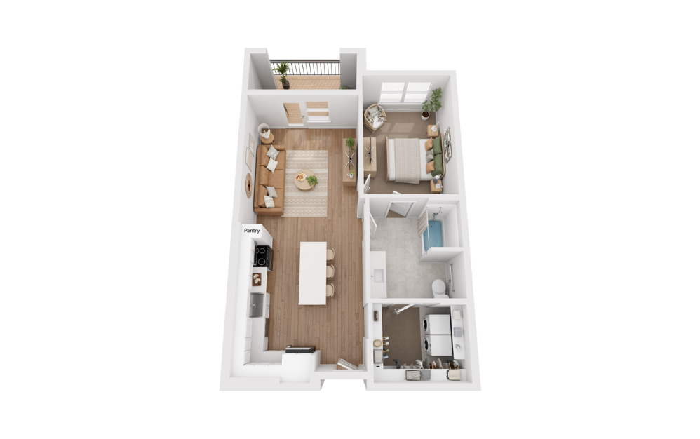 Lavender - 1 bedroom floorplan layout with 1 bath and 775 to 777 square feet. (Floor 2)