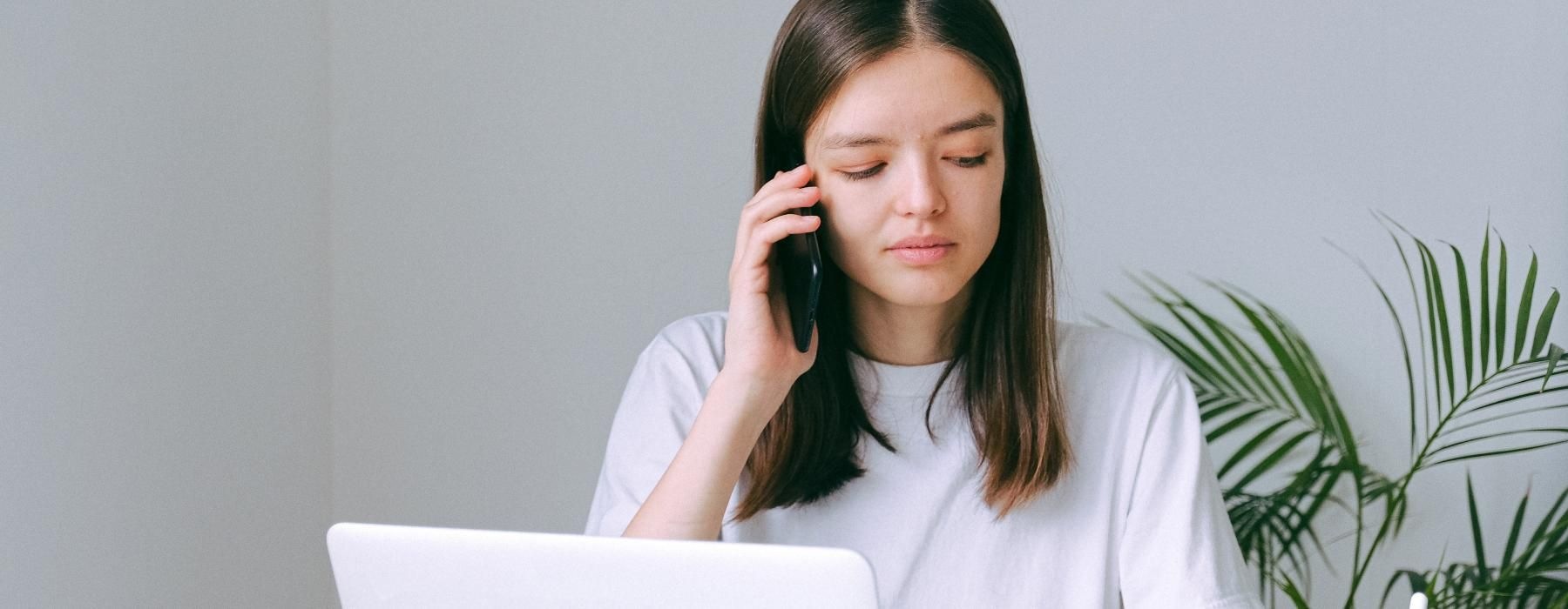 a woman on the phone